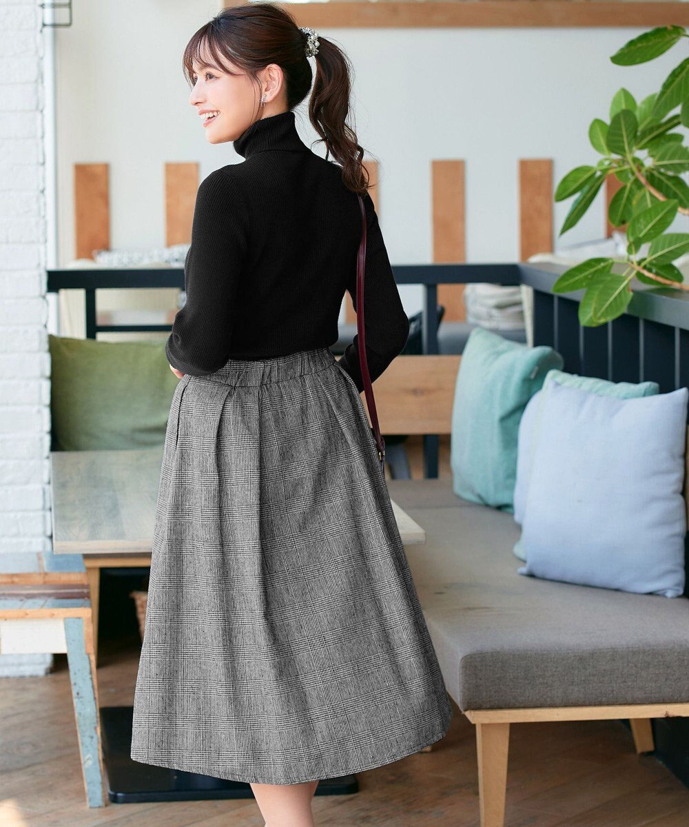 Tiaclasse 【新色追加・洗える】ウール調タックフレアスカート 