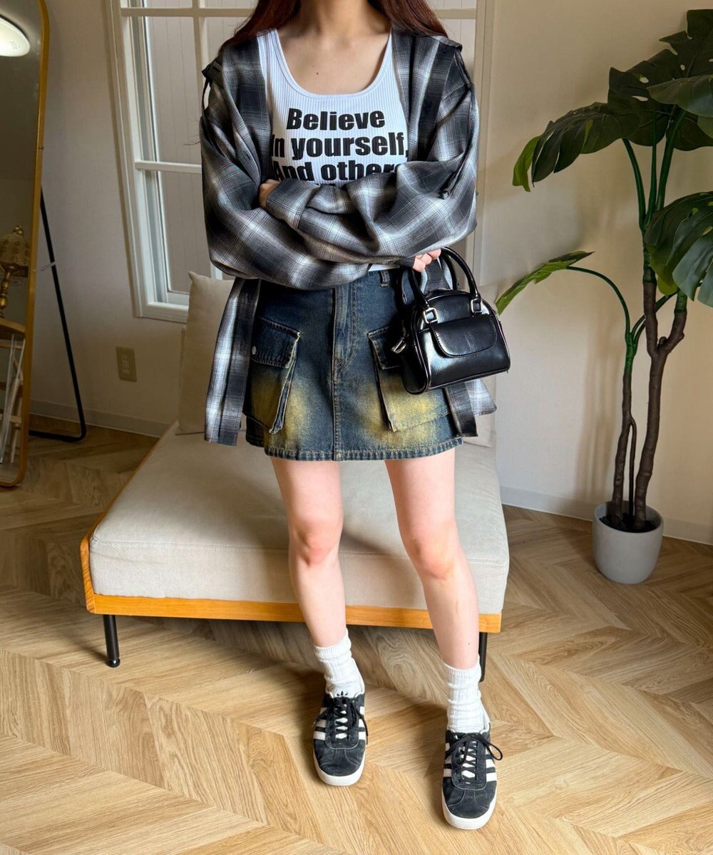 WEGO 【カップ付きインナー】グラフィックカップ付きリブタンク 