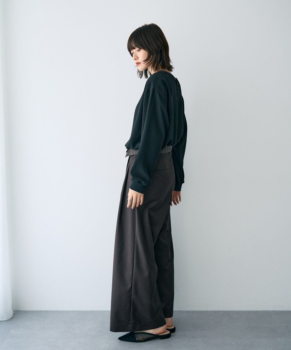 YECCA VECCA リブMIXジョーゼットブラウス 