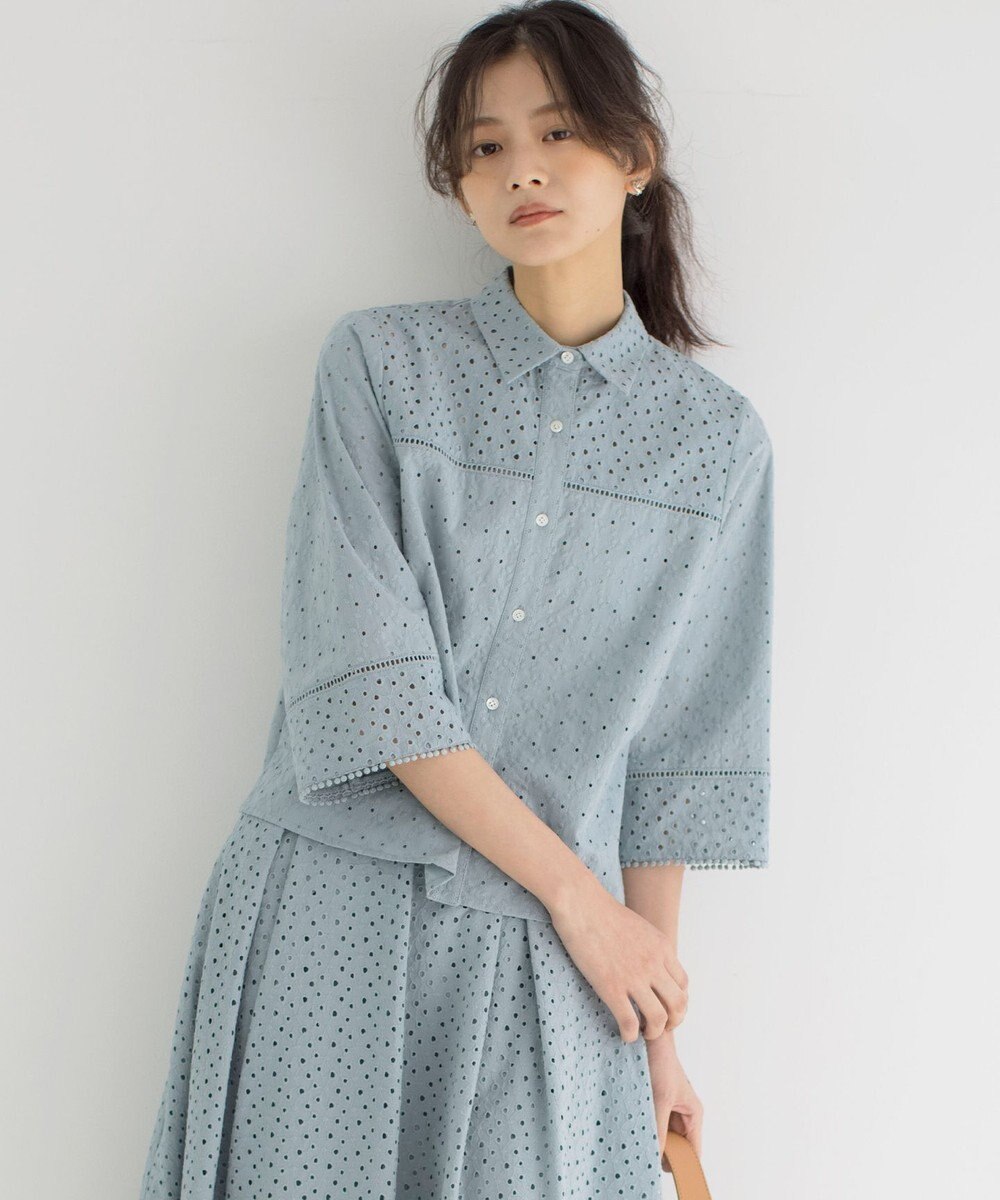 組曲 S エンブロイダリーレース襟付 ブラウス 