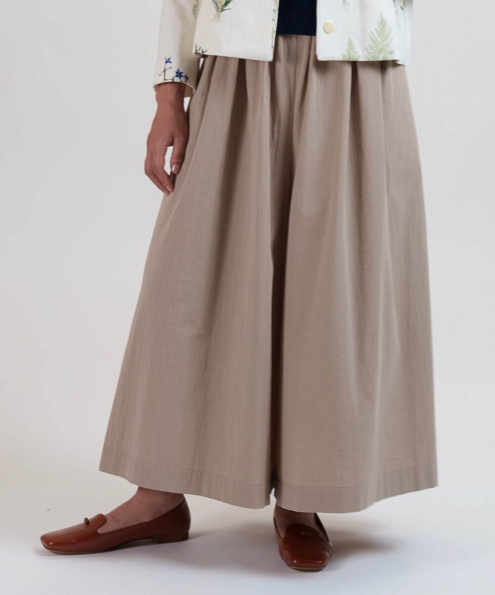 muuc 〈綿100%〉〈涼しいワッシャー生地〉〈裾タック入り〉ワイドパンツ 