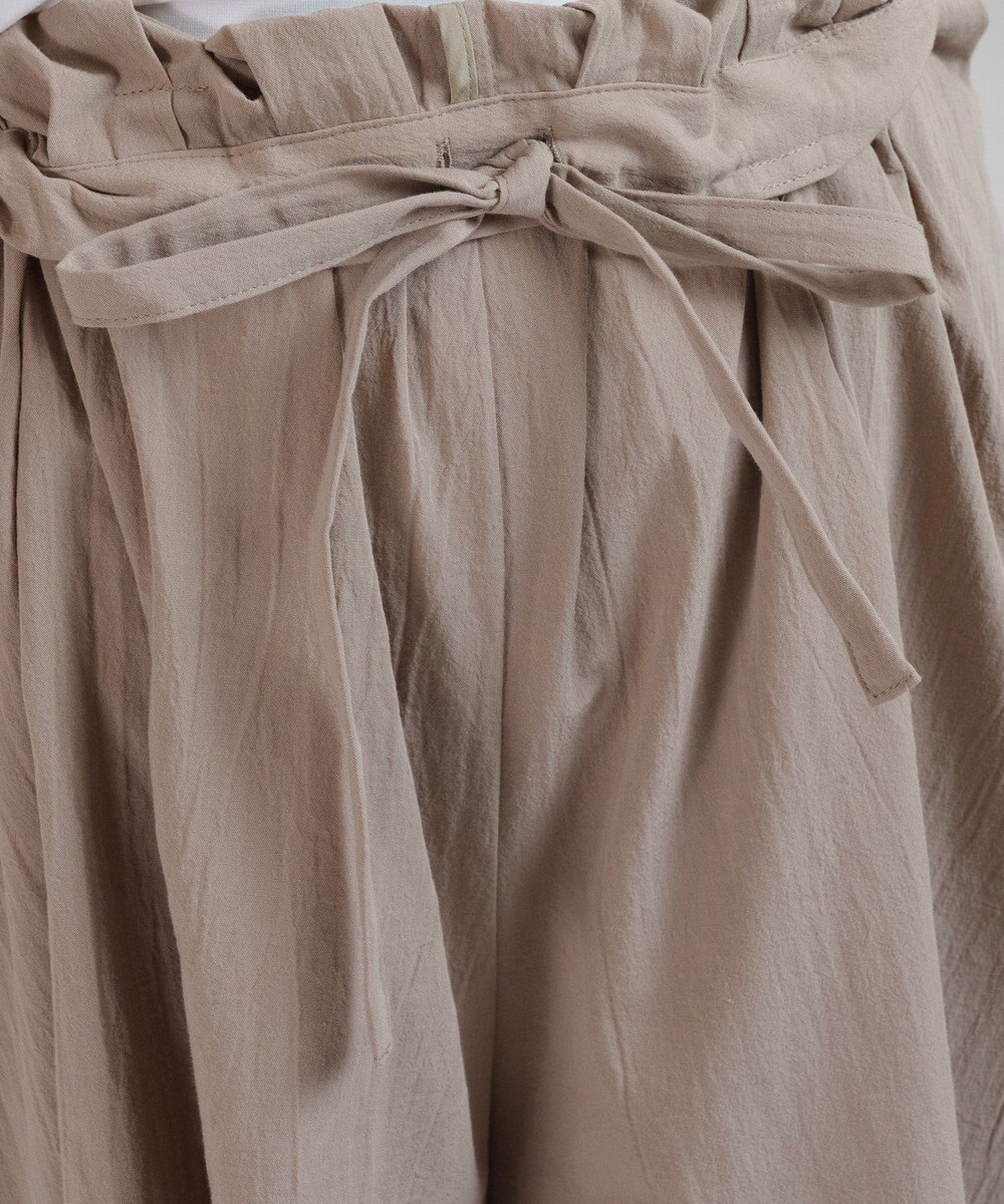 muuc 〈綿100%〉〈涼しいワッシャー生地〉〈裾タック入り〉ワイドパンツ 