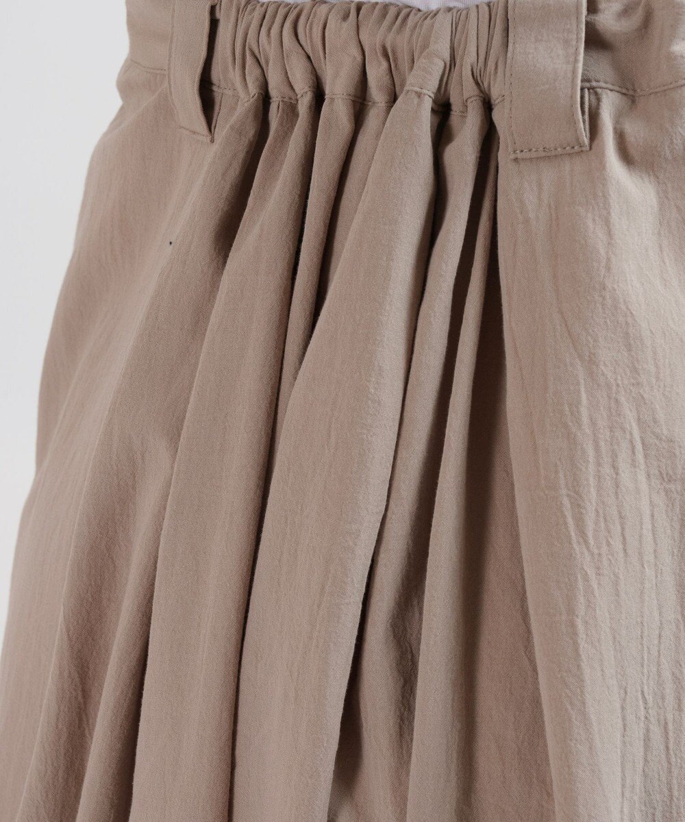 muuc 〈綿100%〉〈涼しいワッシャー生地〉〈裾タック入り〉ワイドパンツ 
