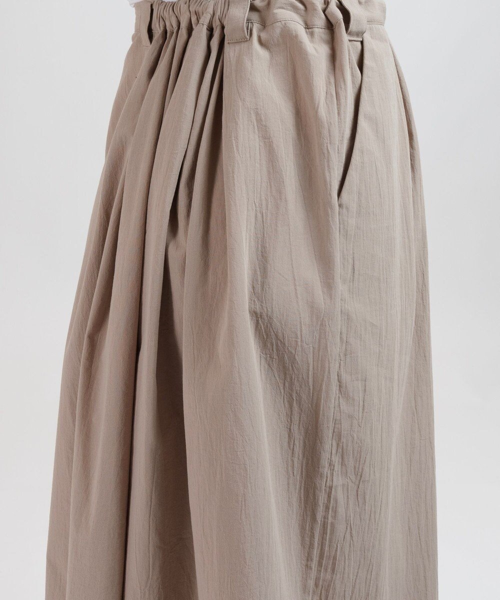 muuc 〈綿100%〉〈涼しいワッシャー生地〉〈裾タック入り〉ワイドパンツ 