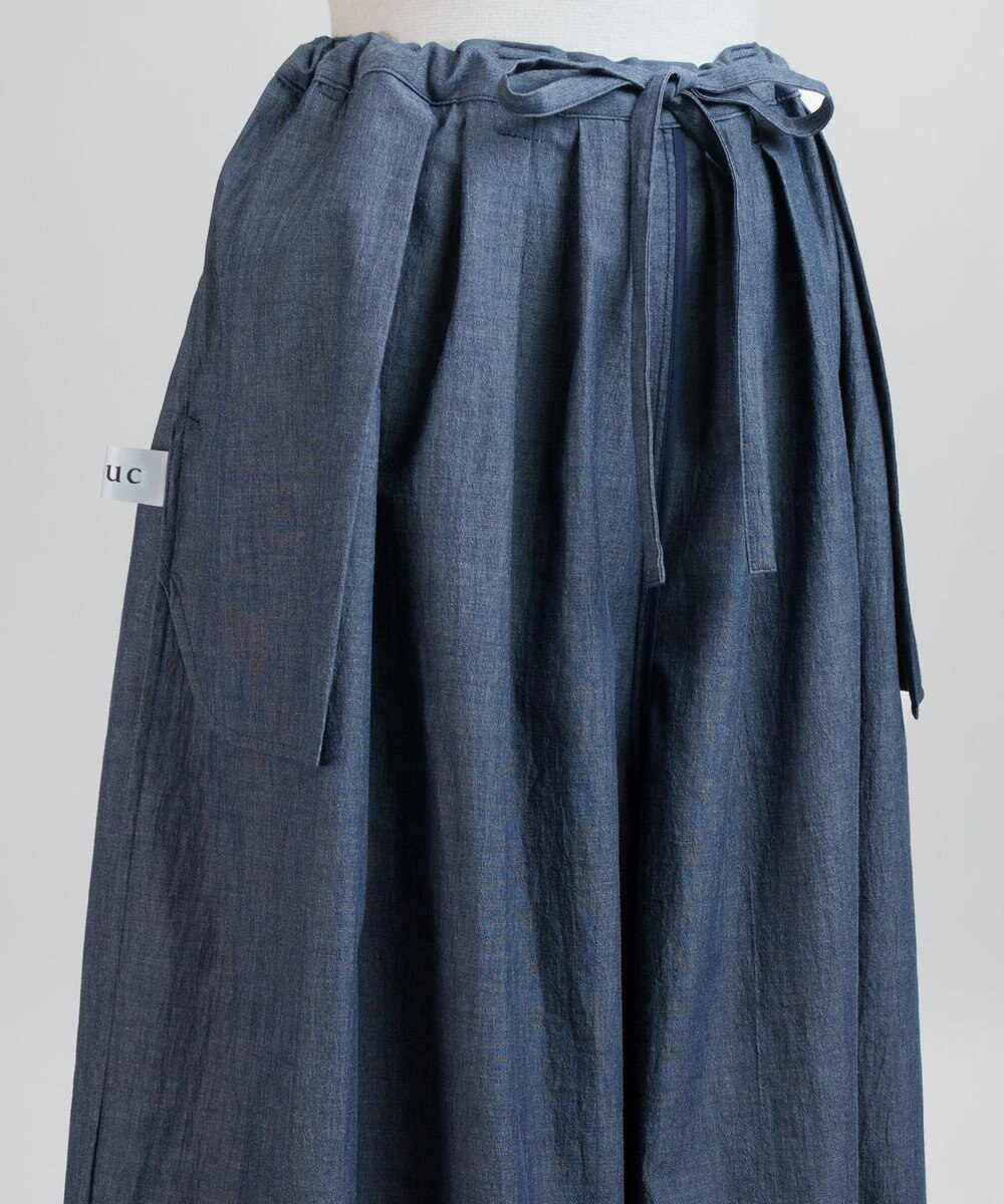 muuc 〈綿100%〉〈涼しいワッシャー生地〉〈裾タック入り〉ワイドパンツ 