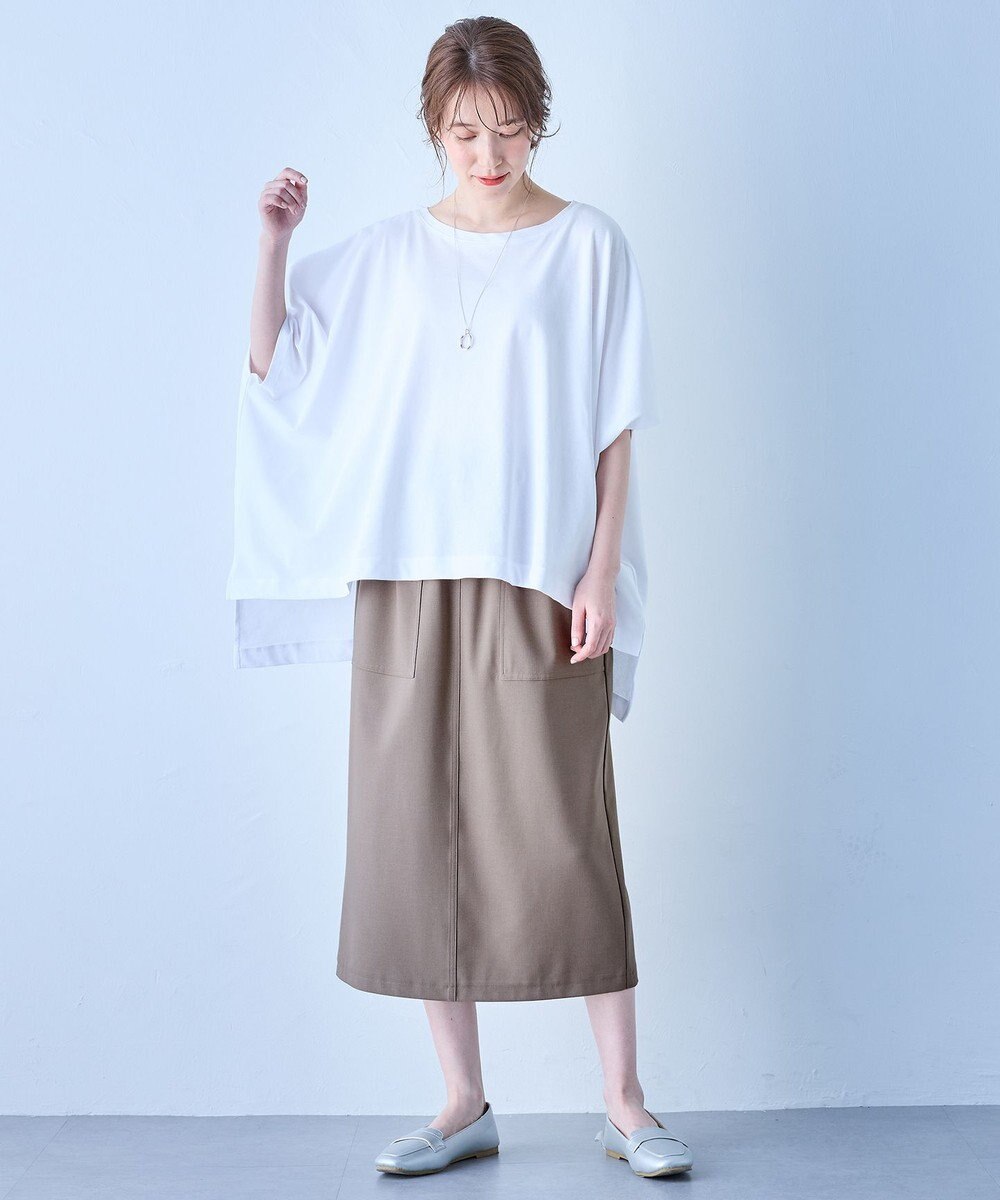 ANY ハイツイストコットンポンチョ風Tシャツ 