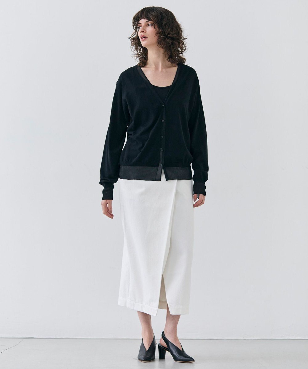 BEIGE， 【洗える】JULIE / シルク混シアーVネックカーディガン 