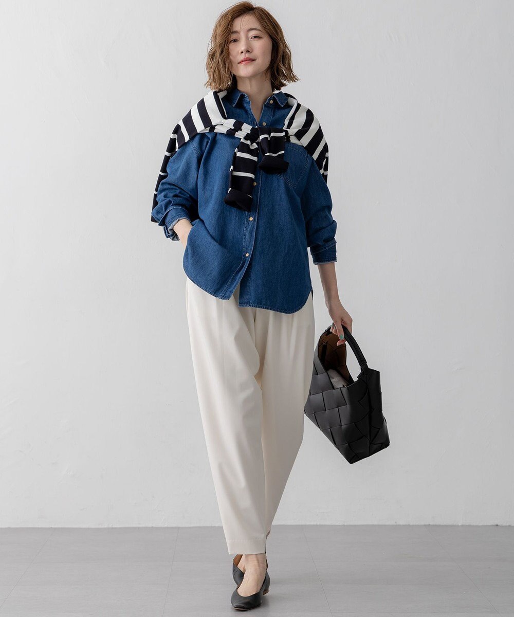 23区 【洗える】プレミアムビオコットン ボーダー ワイド ニット 