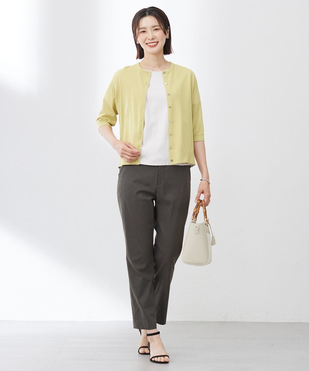 J.PRESS LADIES 【洗える】セルロースリネンストレッチ テーパード パンツ 