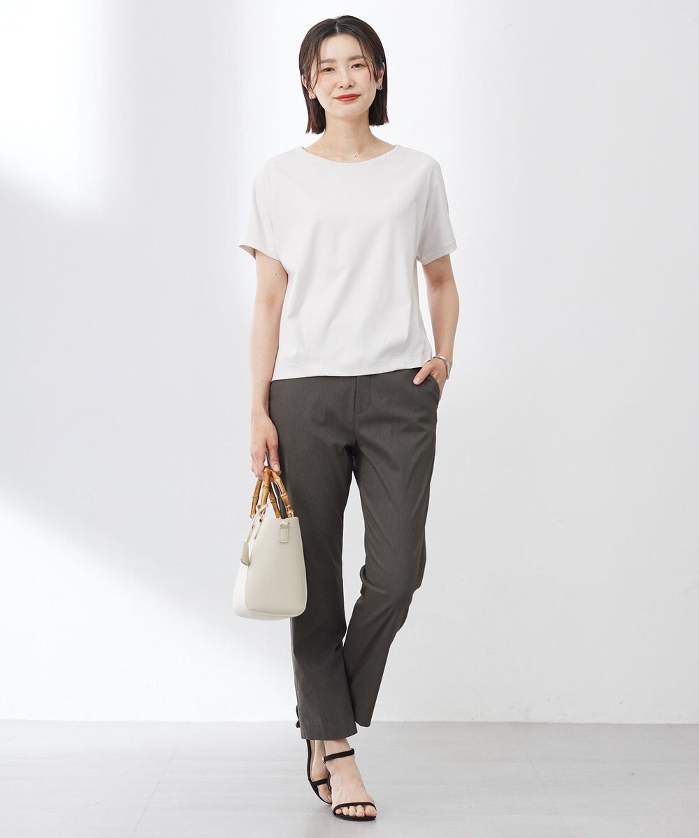 J.PRESS LADIES 【洗える】セルロースリネンストレッチ テーパード パンツ 