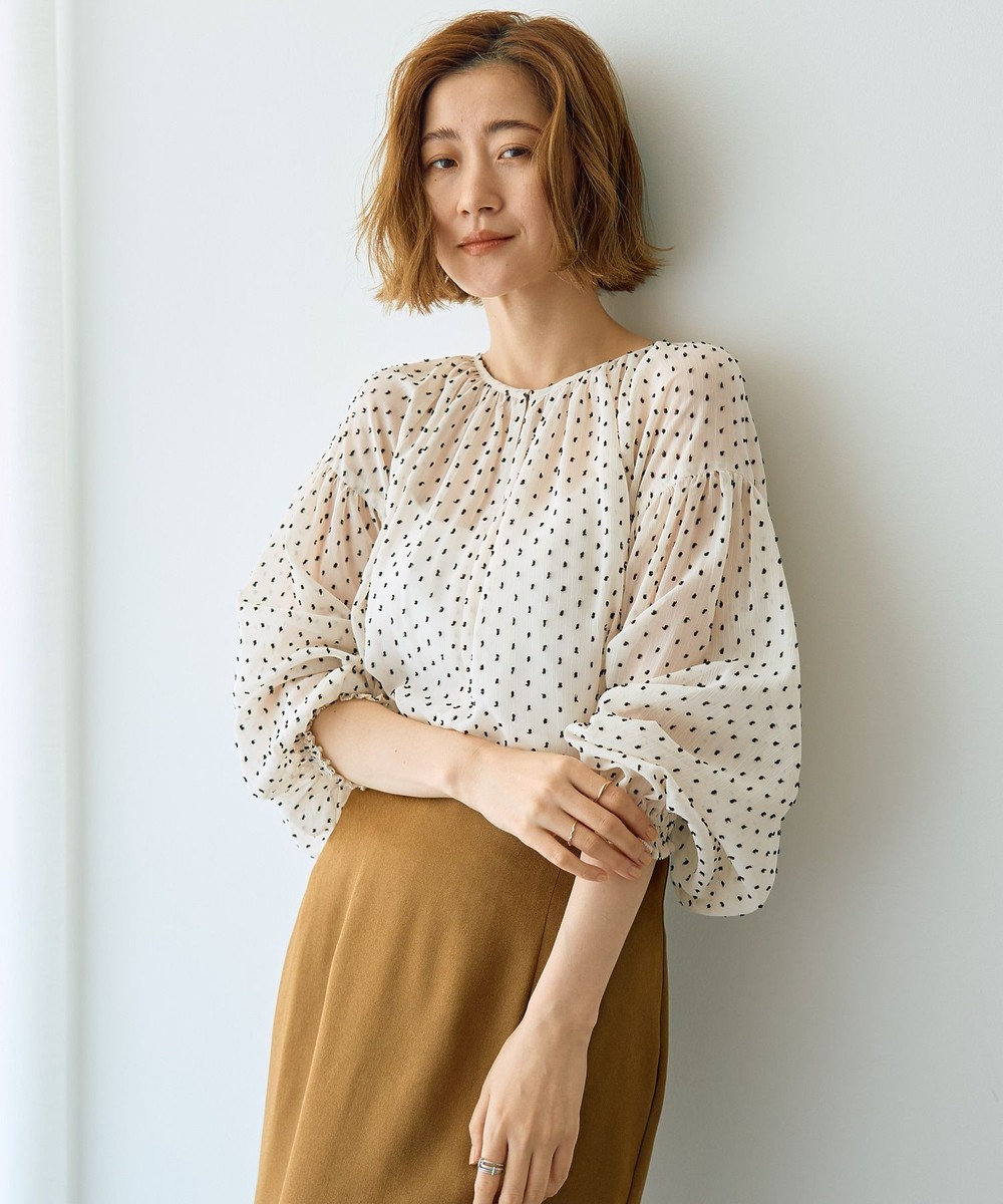 YECCA VECCA シアードットジャガードブラウス 