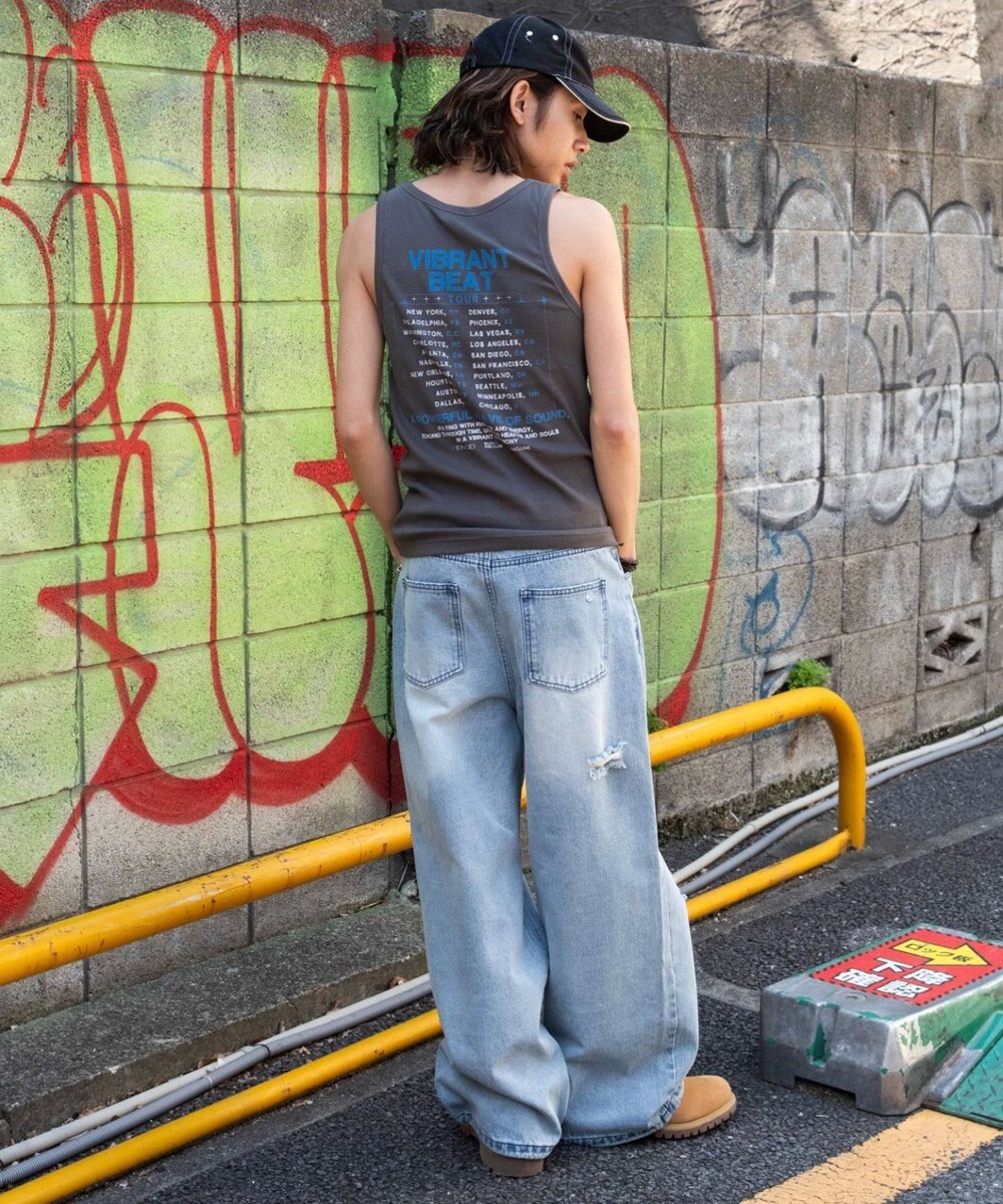 WEGO グラフィックリブタンクトップ 