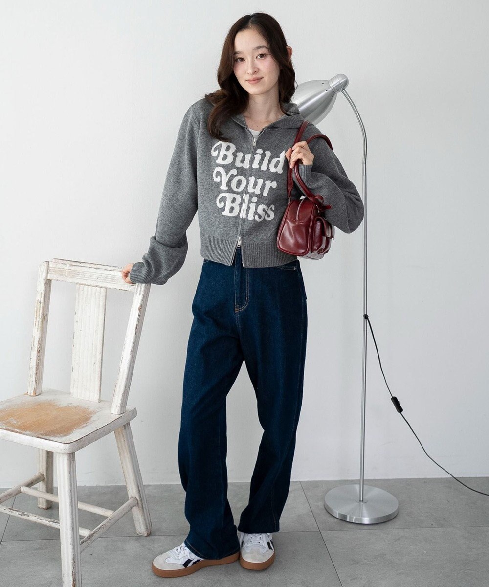 WEGO グラフィックジャガードニットZIPパーカー 