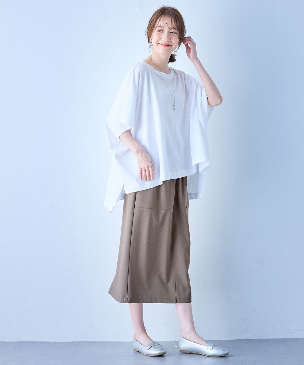 ANY ハイツイストコットンポンチョ風Tシャツ 