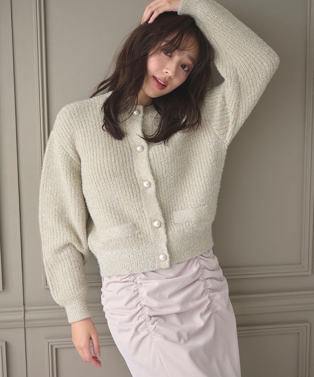 Feroux 【洗える】ラメシャギー カーディガン 