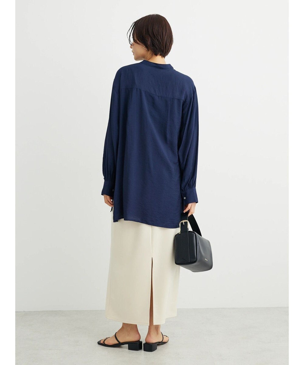 Green Parks バンドカラーポケット付きシアーシャツ 