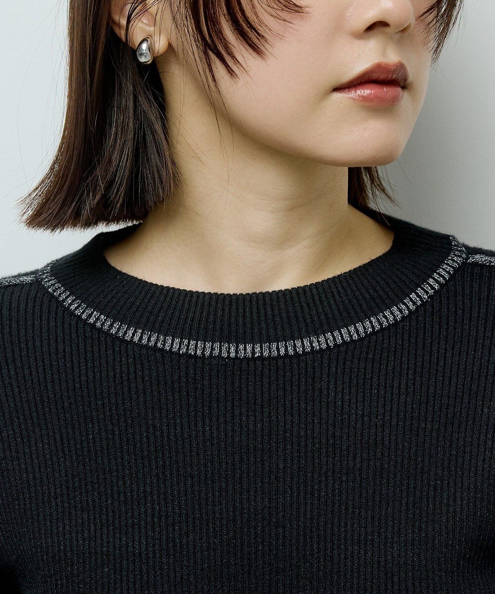 Green Parks ラメライン入りリブニットプルオーバー 