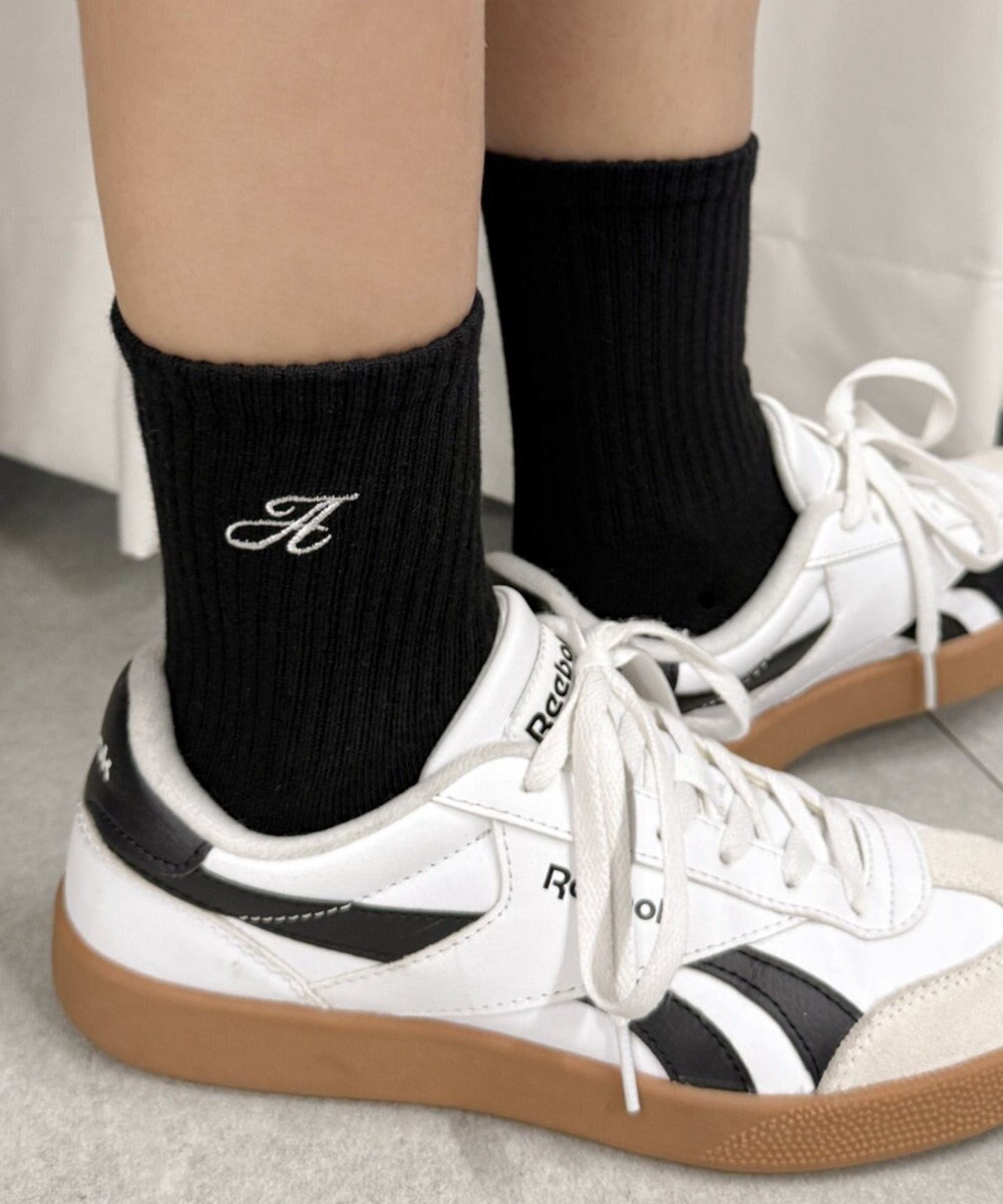 WEGO アルファベット刺繍ソックス 