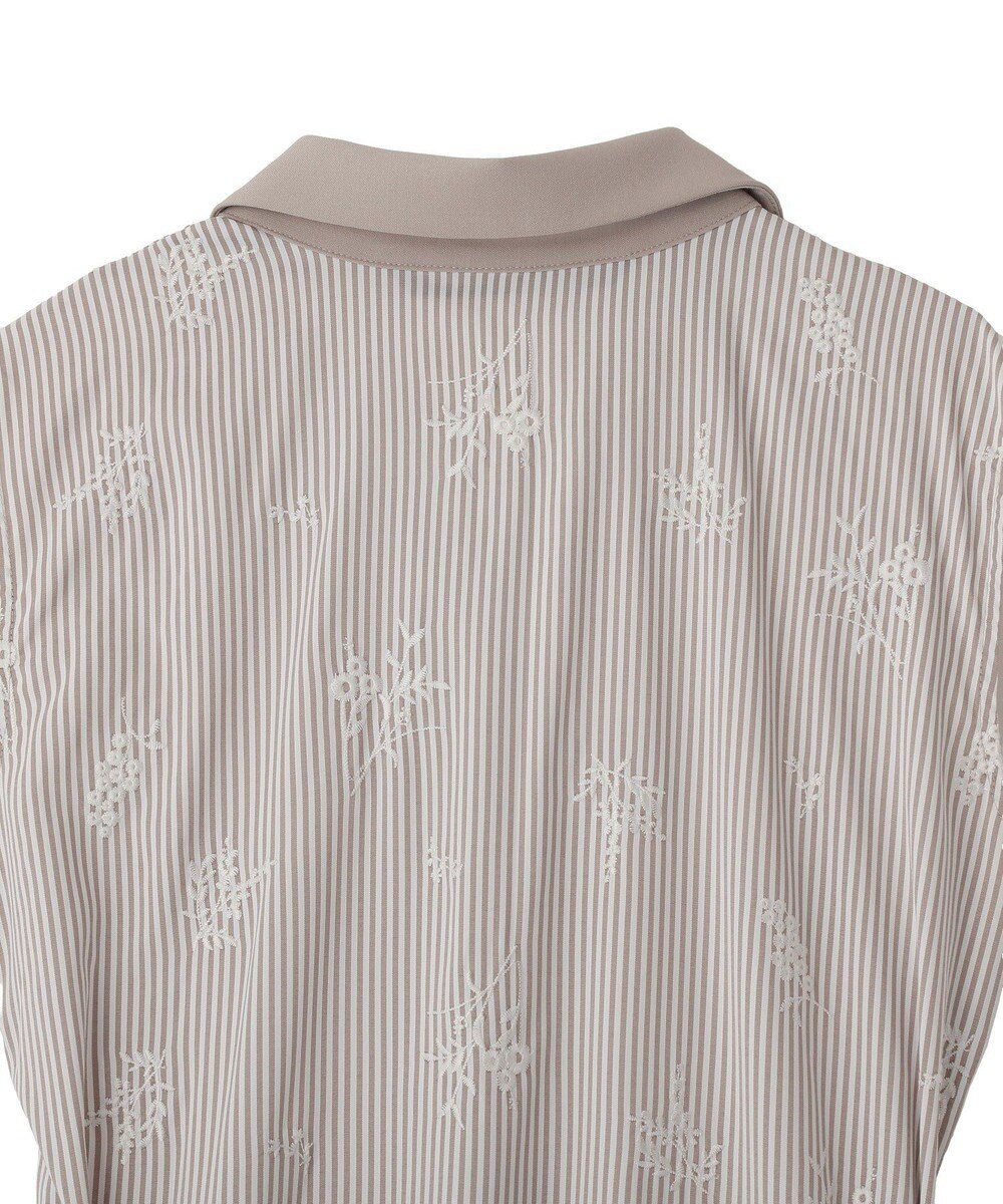 YECCA VECCA ストライプ柄フラワー刺繍ワンピース 