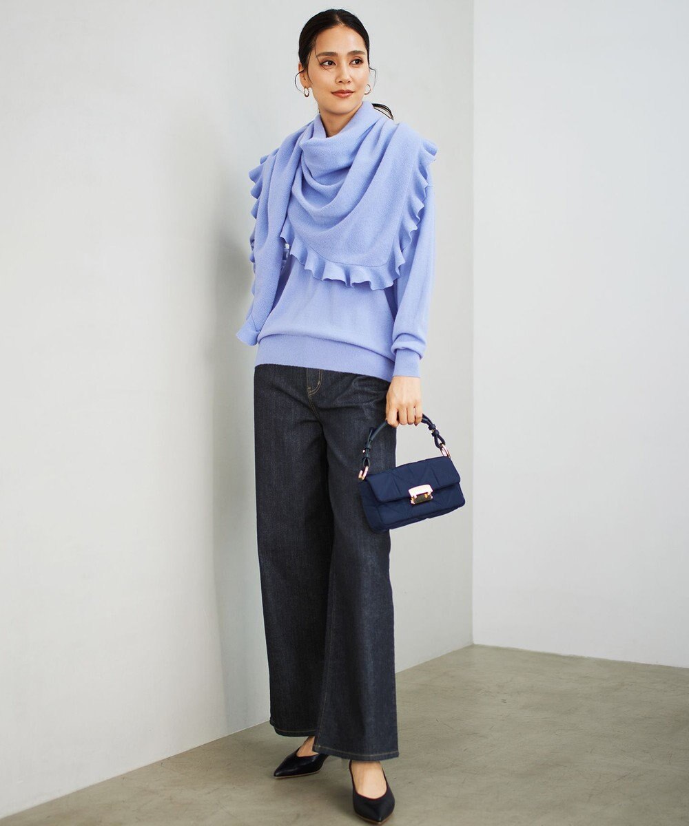 自由区 L 【洗える】ピュアカシミヤVネック ニット 