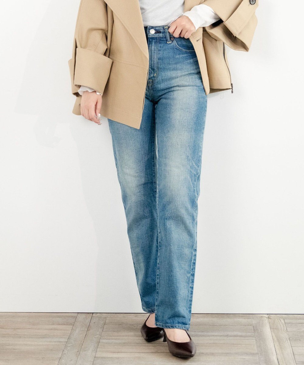 caqu modern straight レギュラーストレートデニムパンツ USED WASH 