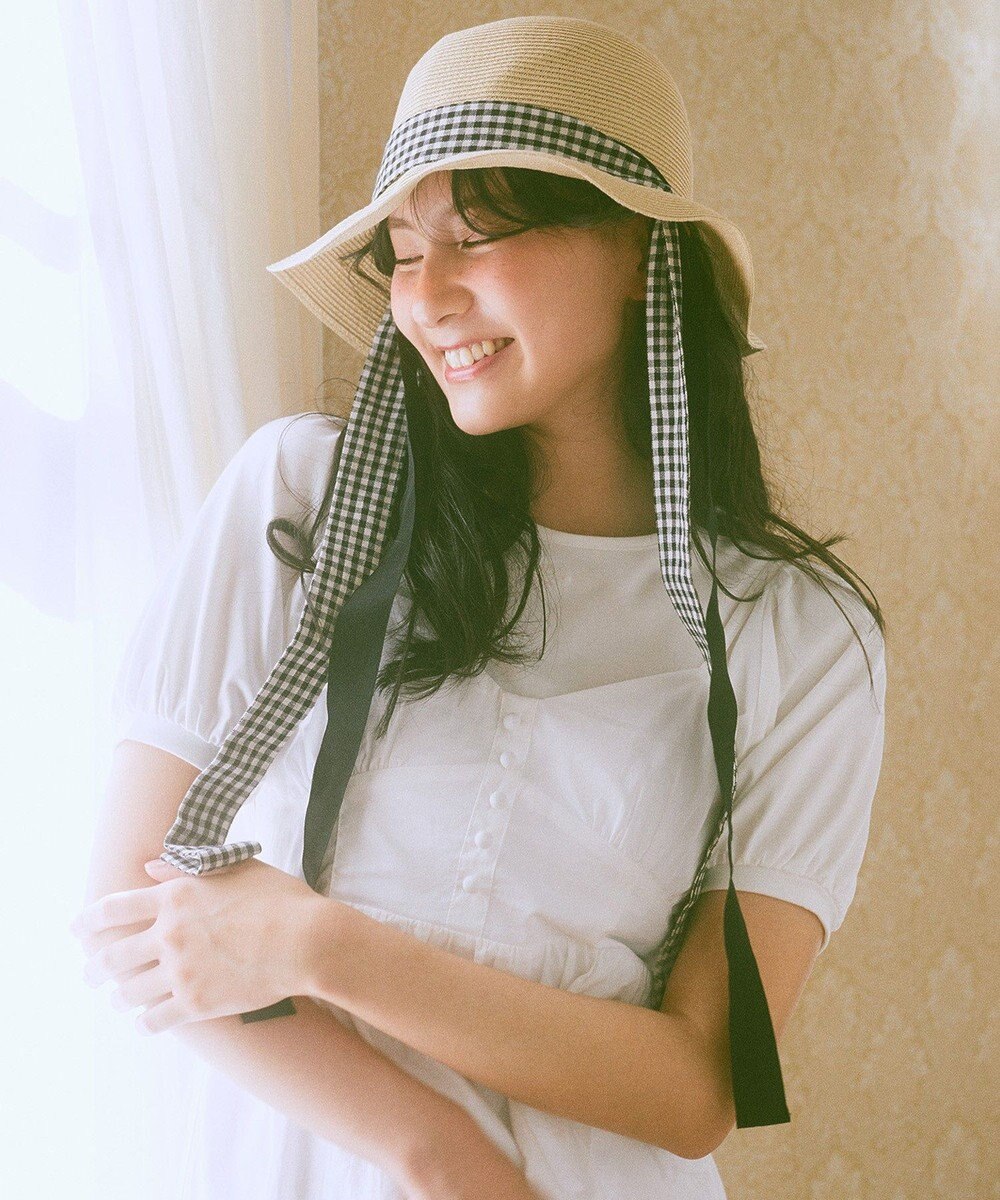 earth music&ecology ロゴプレート付きパフスリーブプルオーバー 