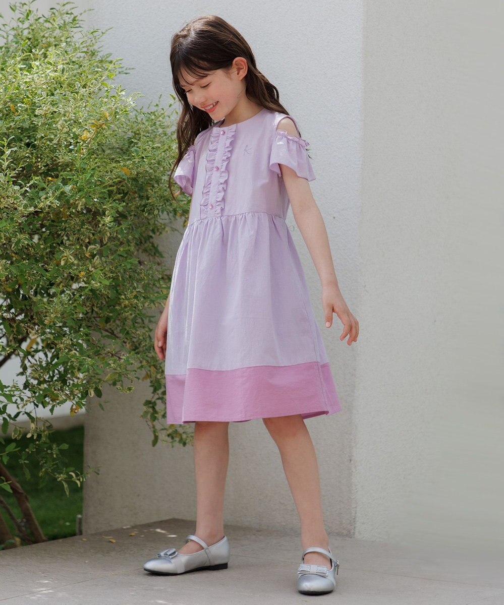 組曲 KIDS 【UVケア】【110-140㎝】バイカラー ワンピース 