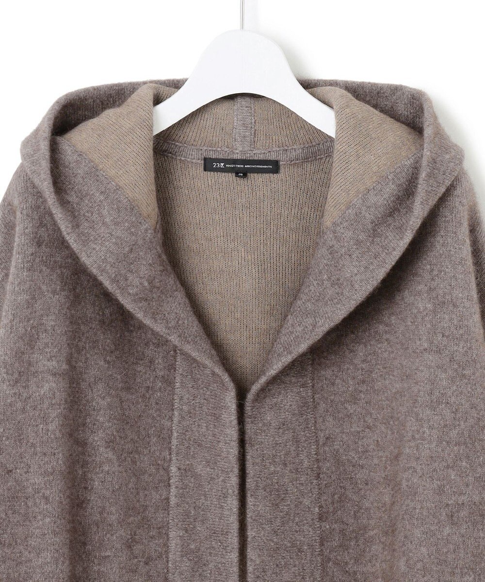 23区 【洗える】ラクーンブレンドダブルフェイス フーディー ニットカーディガン 