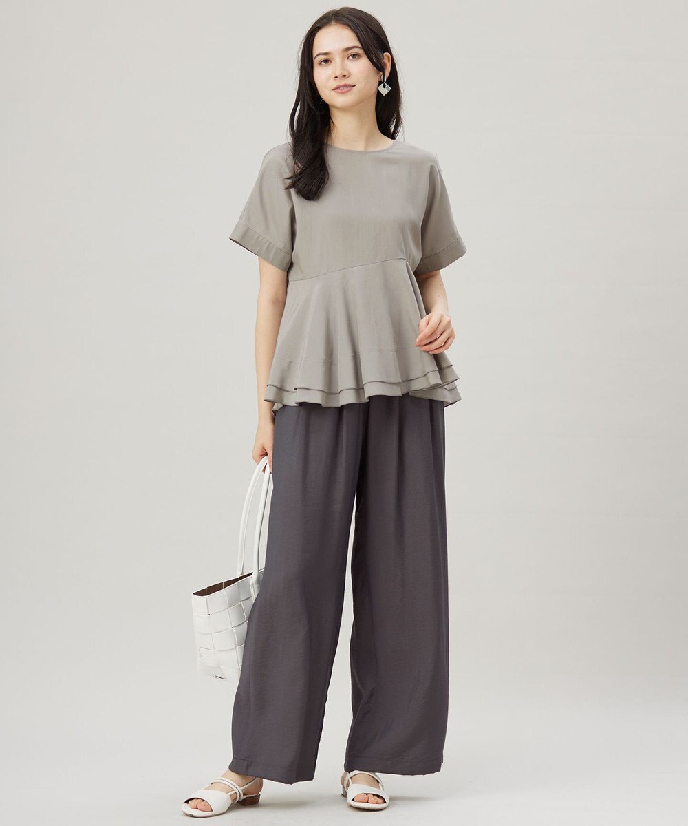 自由区 【洗える】ソフトリネンペプラム ブラウス 