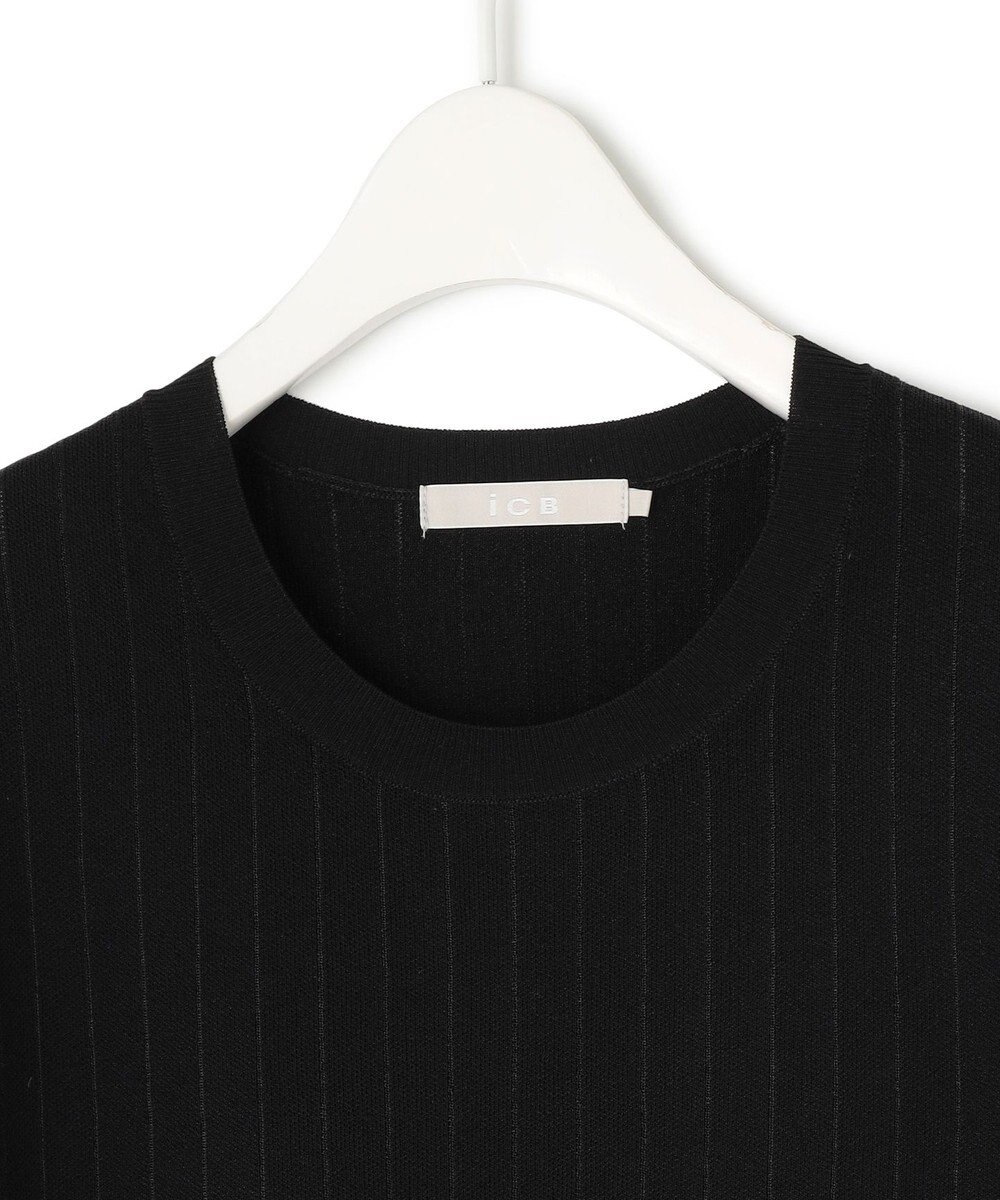 ICB 【洗える】 ストライプパターン ニットトップス 