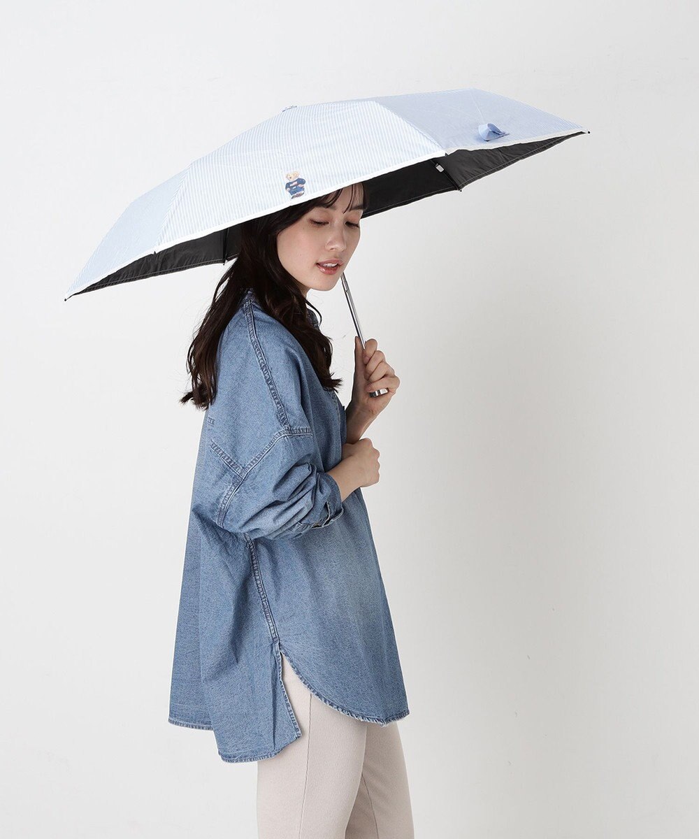 MOONBAT 【WEB限定/遮光率100%/遮熱/UV】POLO RALPH LAUREN（ポロ ラルフローレン）晴雨兼用日傘 ワンポイント ポロベア 折りたたみ傘 ポーチタイプ 