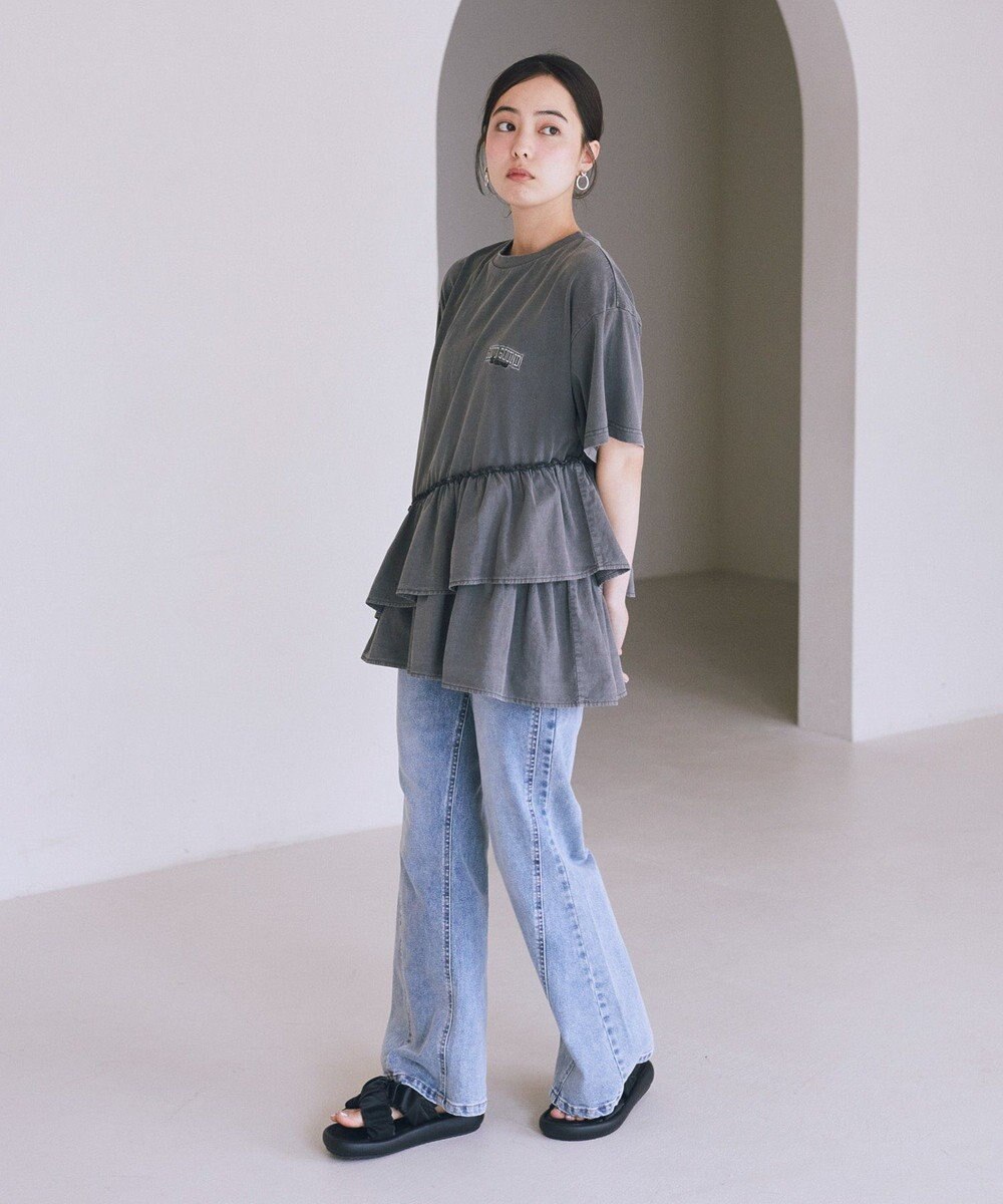 earth music&ecology 異素材ドッキンググラフィックTシャツ 