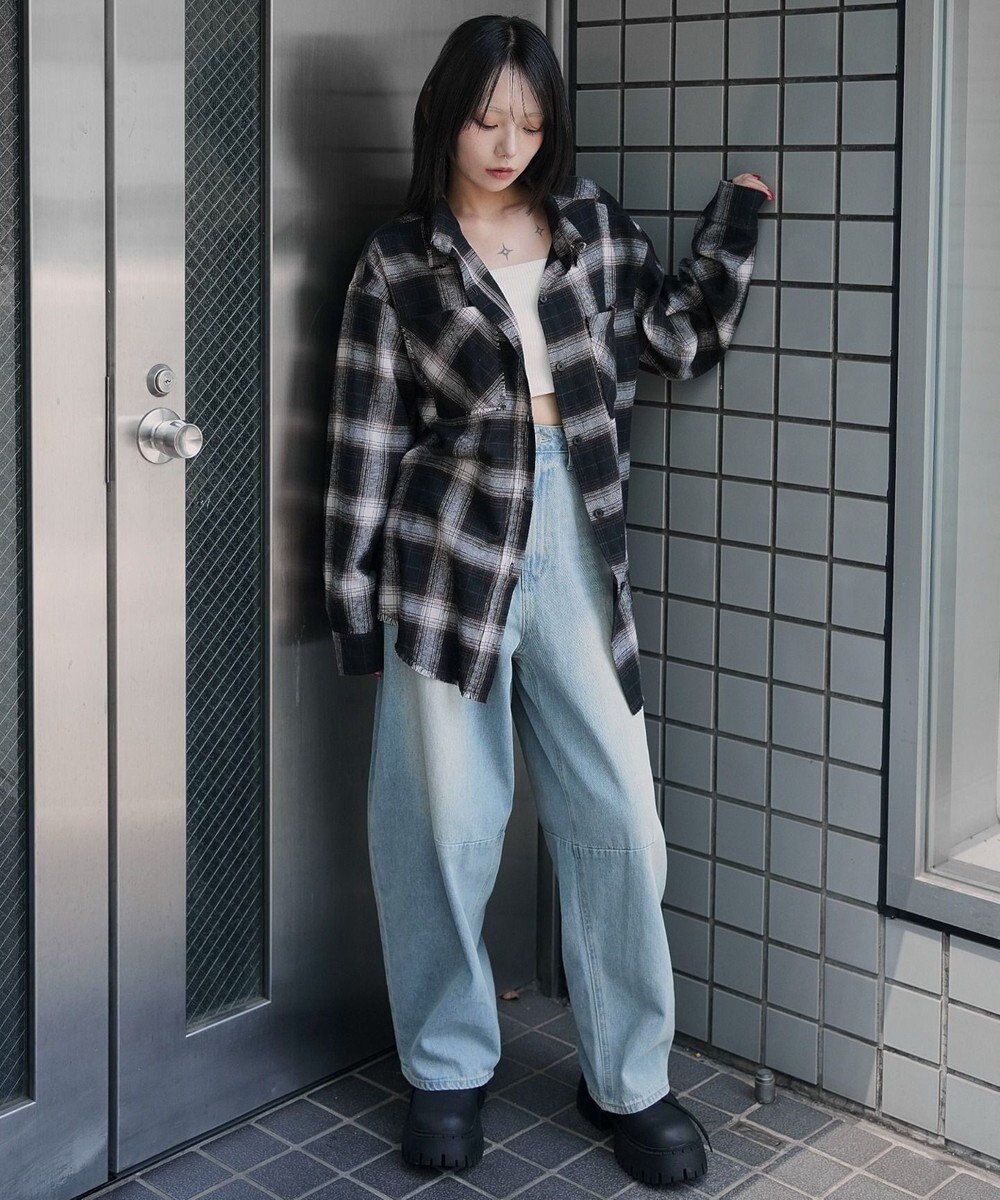 WEGO チェックBIGネルシャツ 