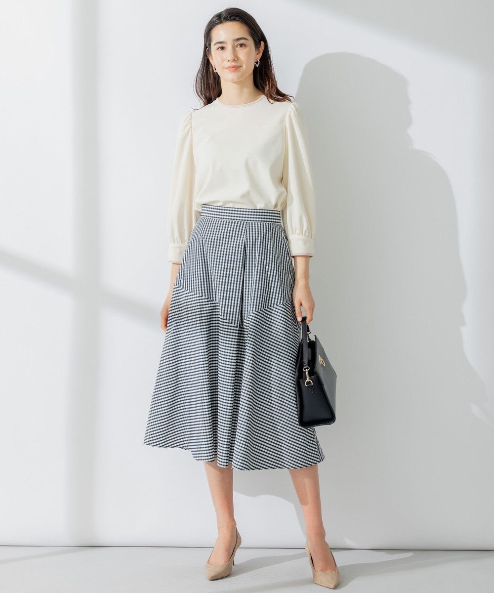 組曲 【洗える】バイカラージョーゼットバックリボン ブラウス 