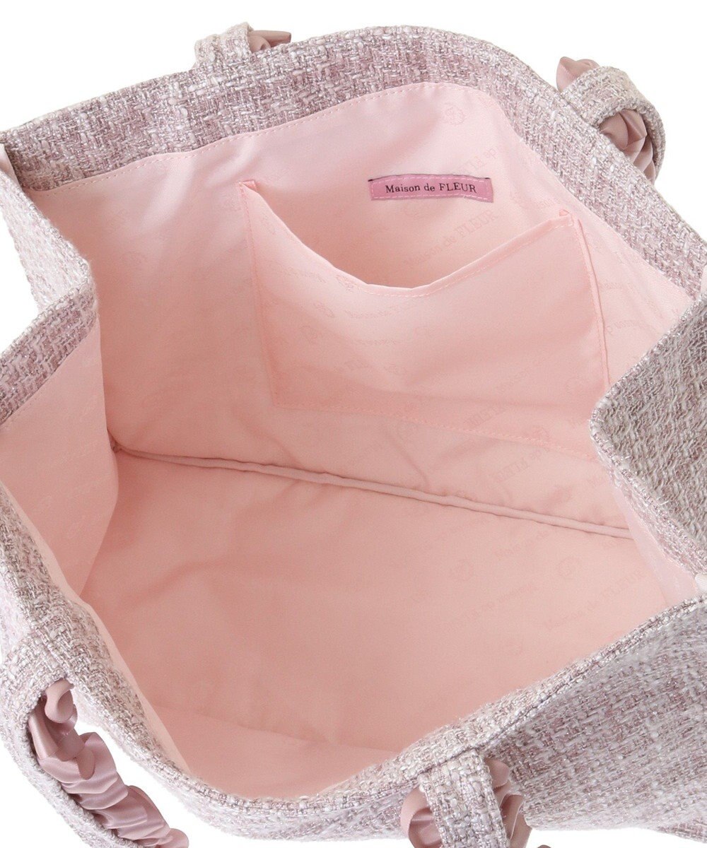 Maison de FLEUR ツイードフリルハンドルスクエアトートMバッグ 