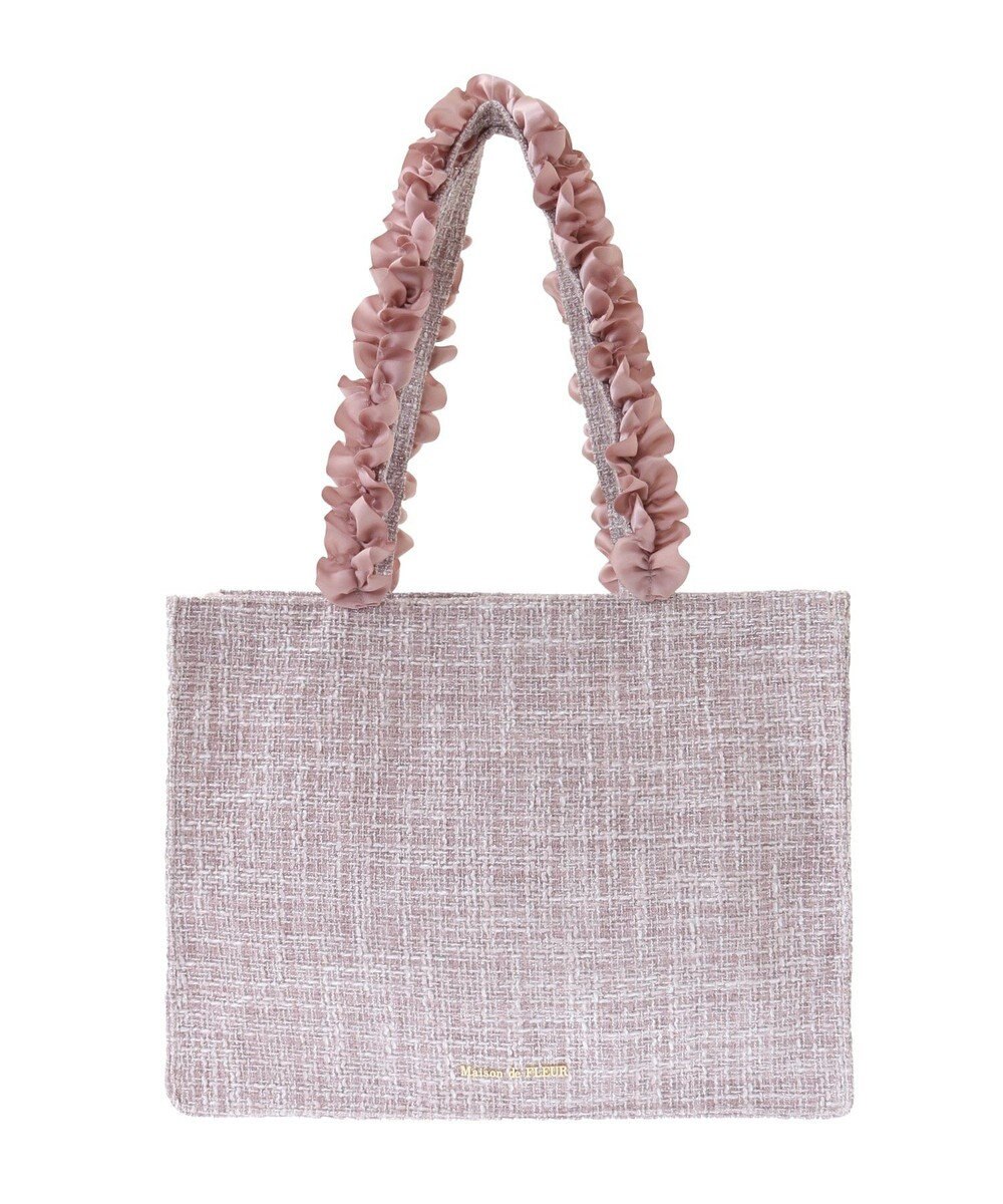 Maison de FLEUR ツイードフリルハンドルスクエアトートMバッグ 