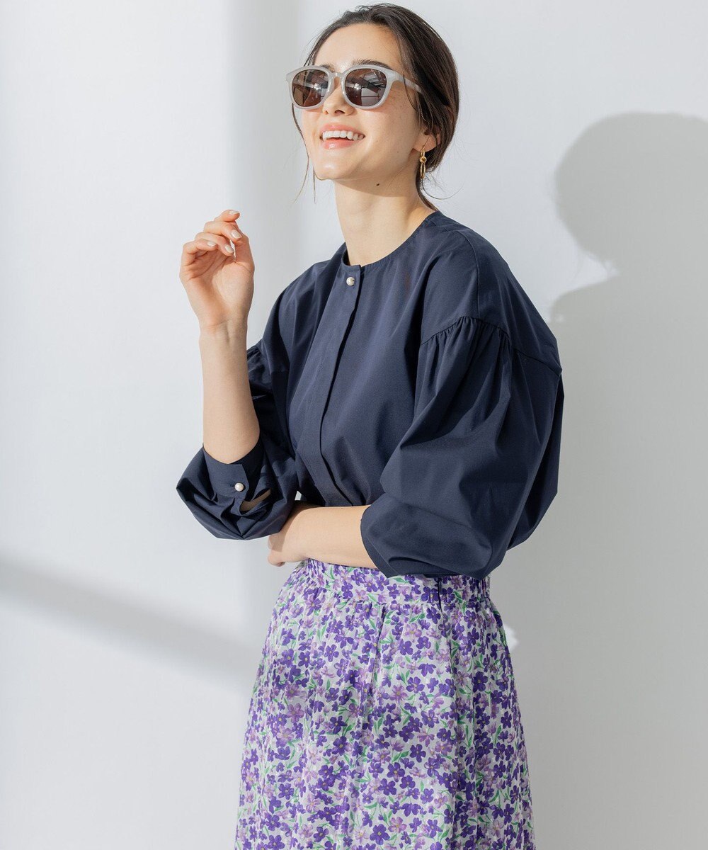 組曲 【洗える】C/Nyブロードノーカラー シャツ 