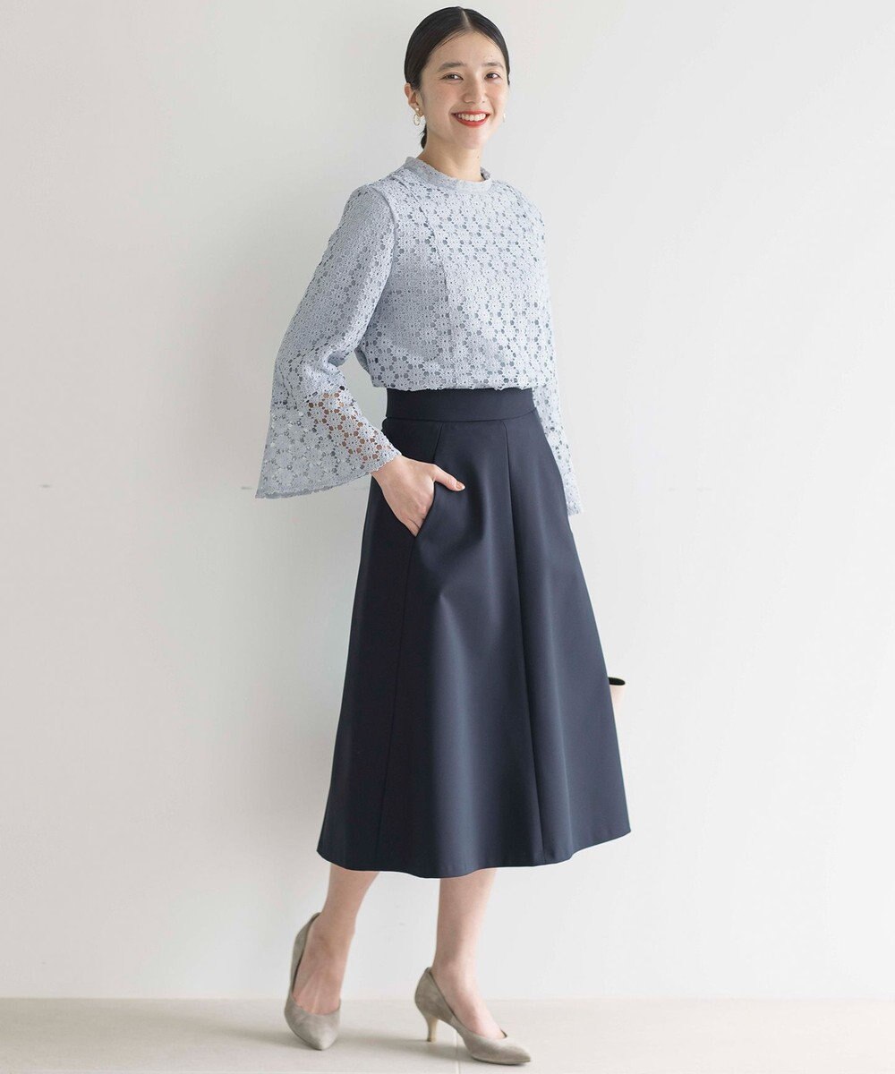 組曲 【WEB限定】フラワーレース 袖フレアトップス 