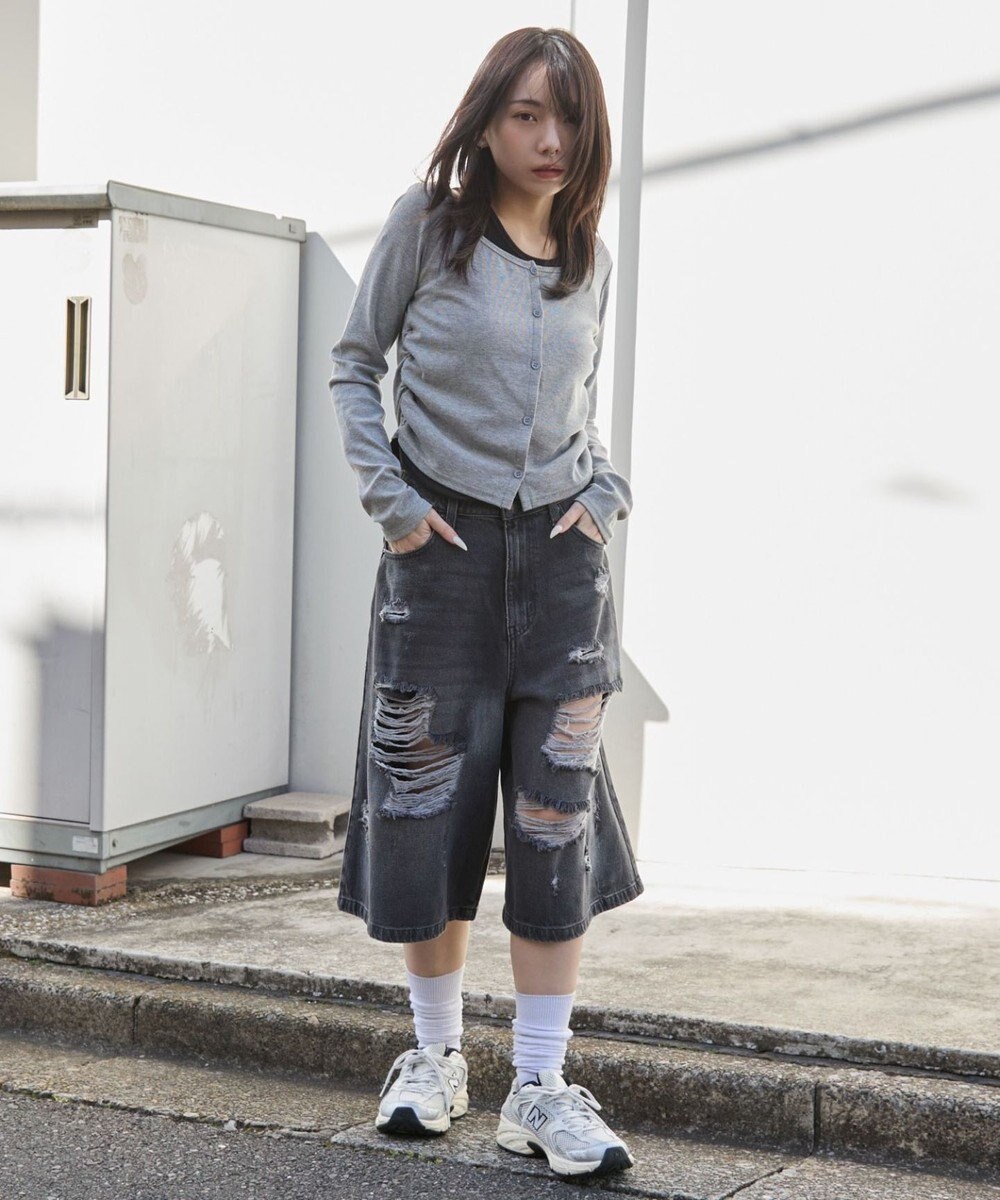 WEGO ダメージデニムハーフパンツ 