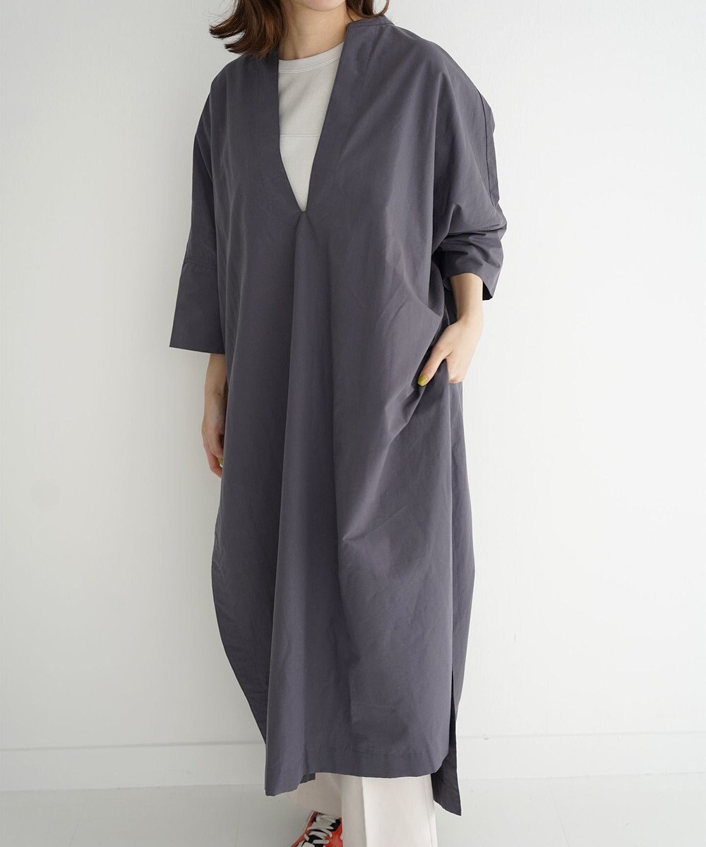 WHITE MAILS COTTON PAPER COMPACT POPLIN KAFTAN ドレス 