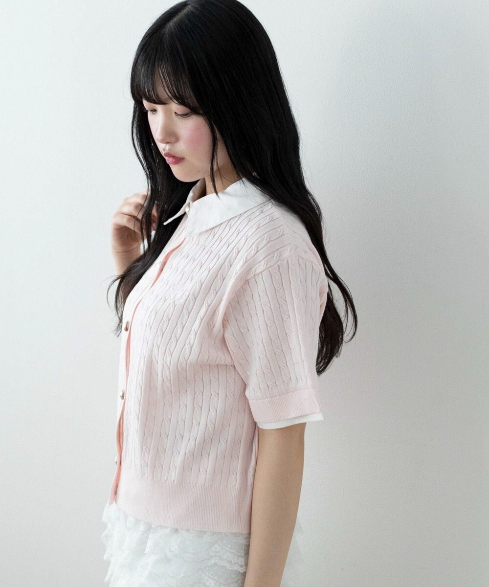 WEGO キンボタンエリツキケーブルニット 