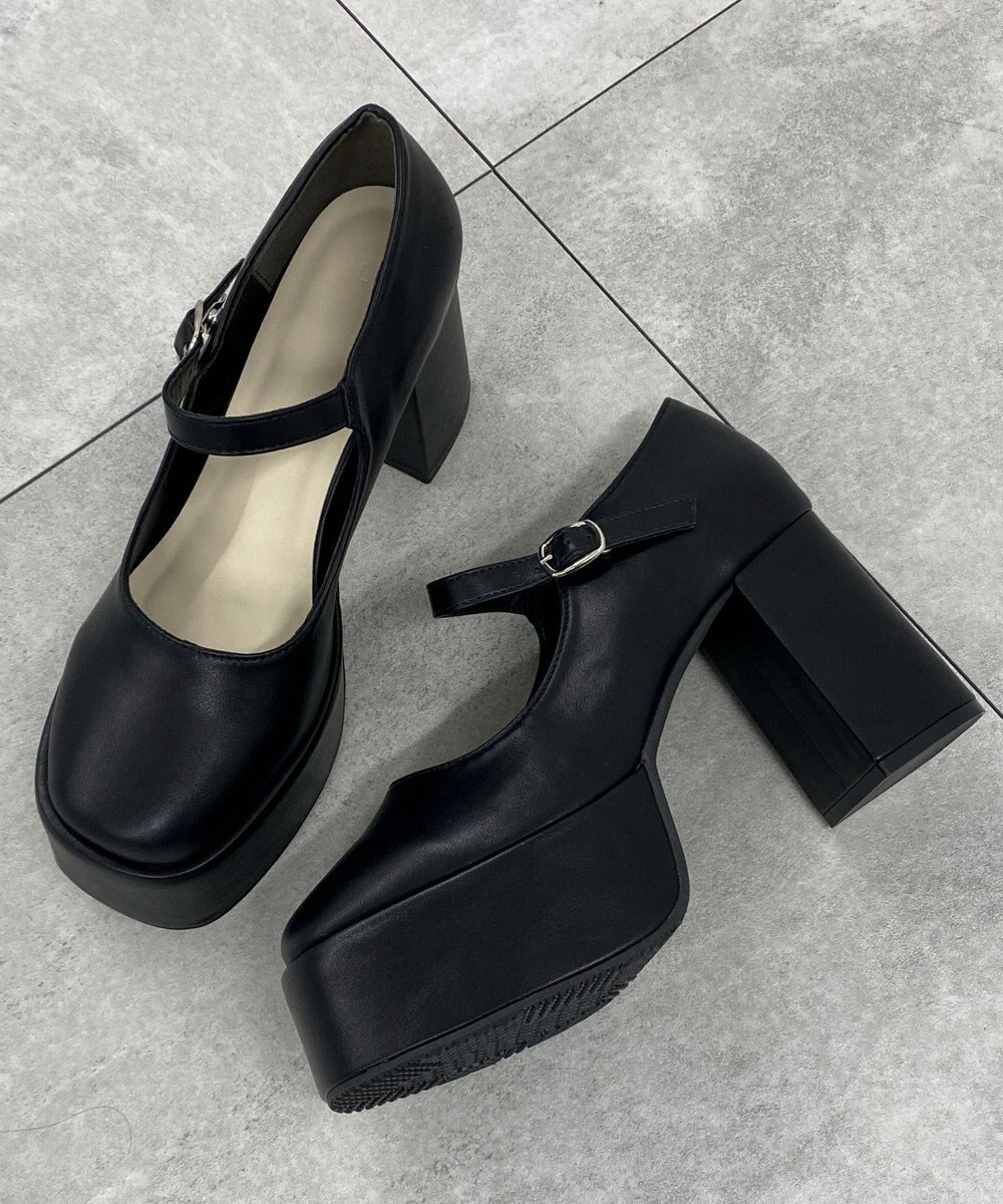 WEGO ボリュームヒールストラップシューズ 