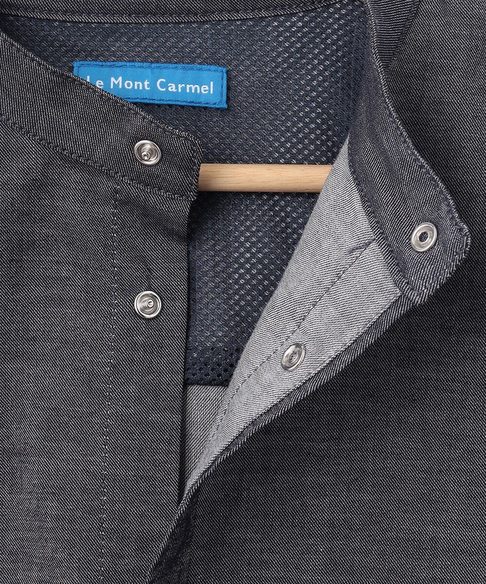 SHARE PARK LADIES 【UVカット・撥水・ストレッチ】イージーデニムノーカラーシャツ 