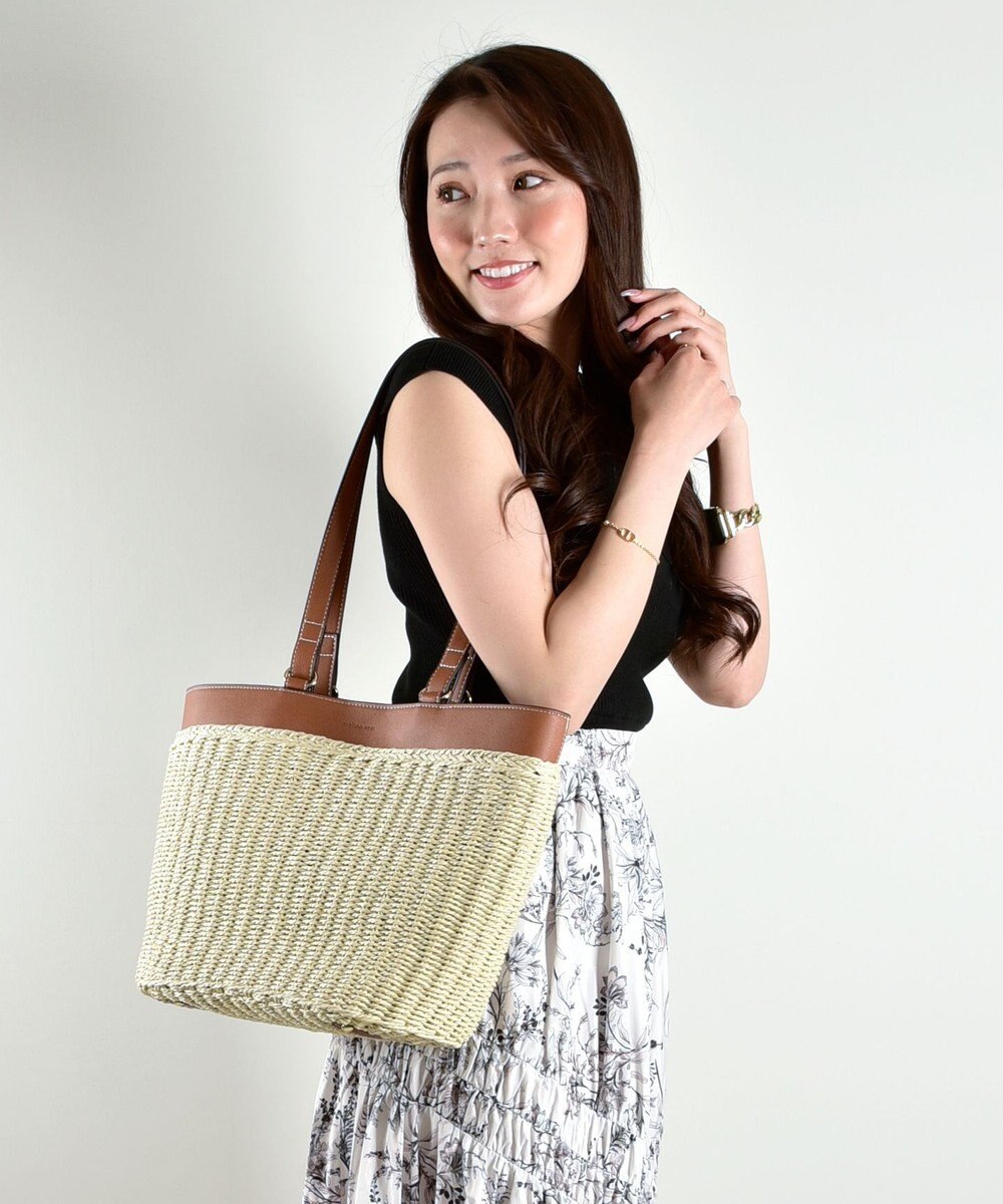 LA BAGAGERIE 【maison vert】 【ペーパー素材・多収納】ダブルハンドルかごバッグ 