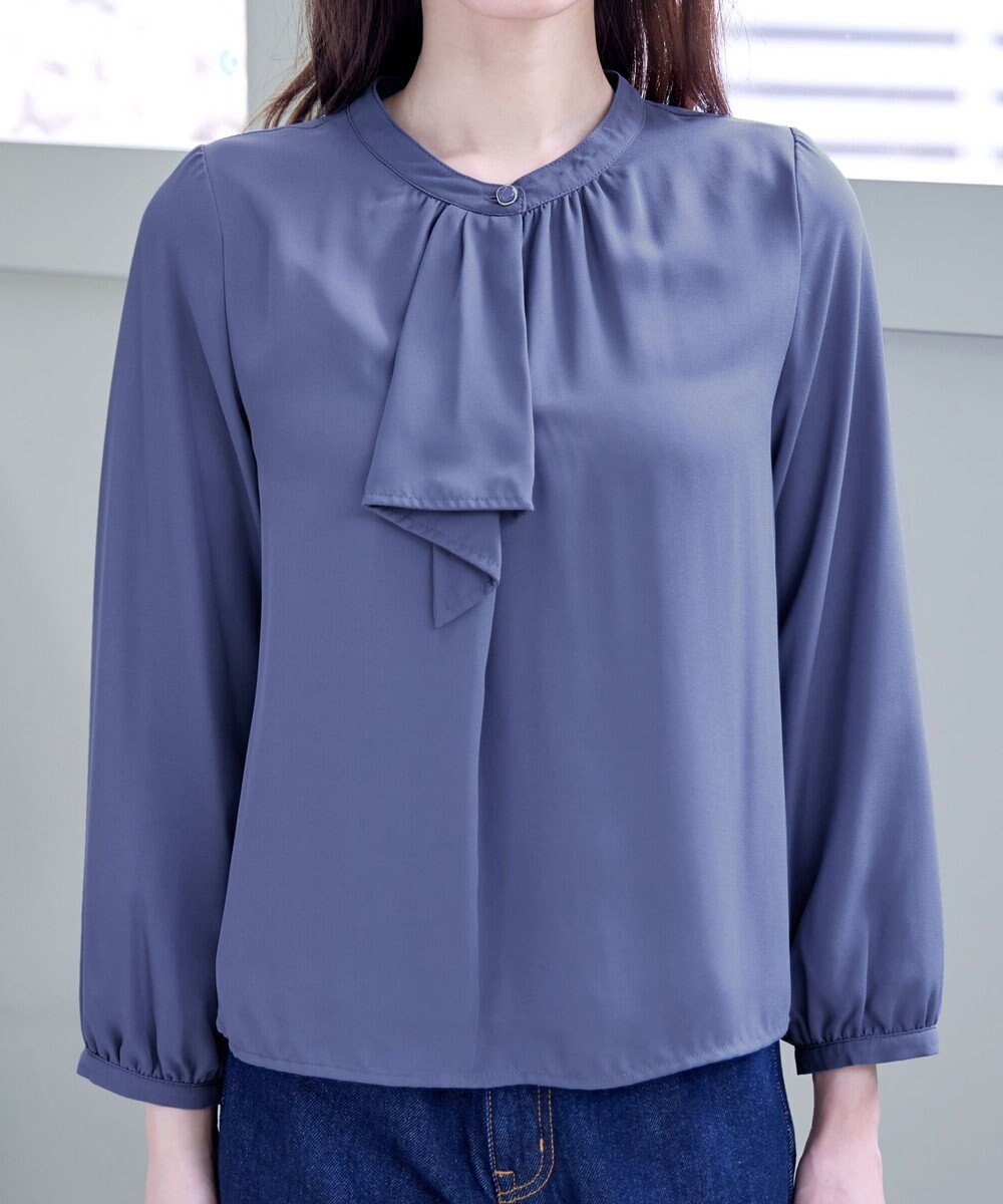 Tiaclasse 【洗える・スマート裏起毛】ジョーゼットフリルブラウス 