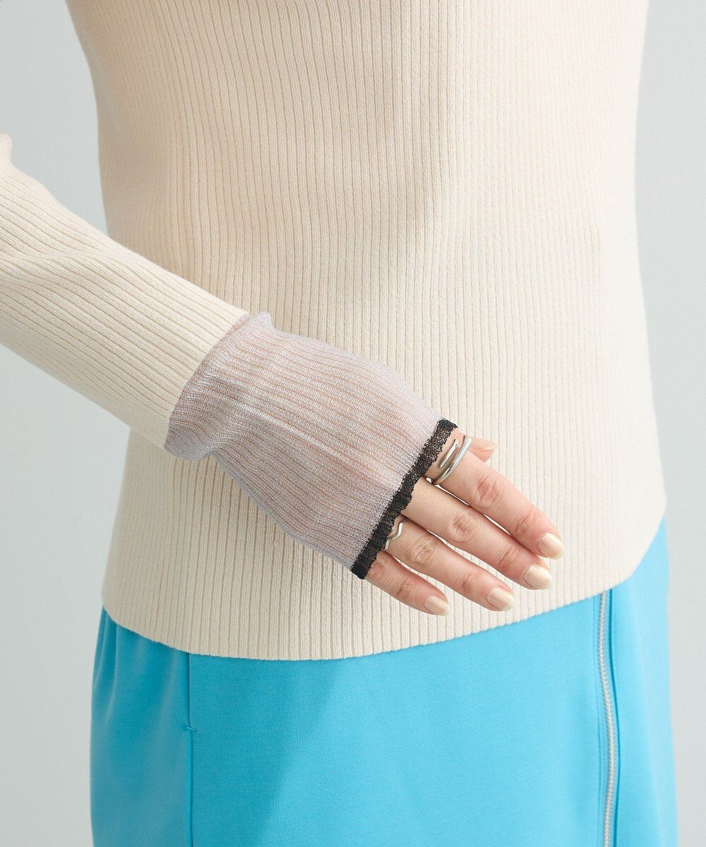 Green Parks アンチピリング袖シアーリブニットプルオーバー 