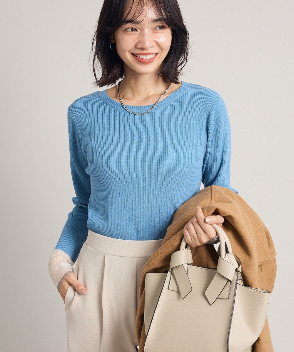 Green Parks アンチピリング袖シアーリブニットプルオーバー 