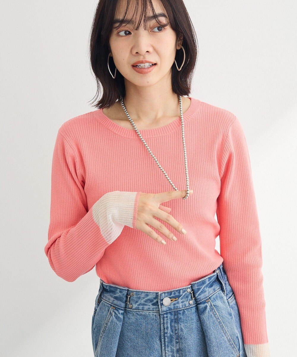 Green Parks アンチピリング袖シアーリブニットプルオーバー 