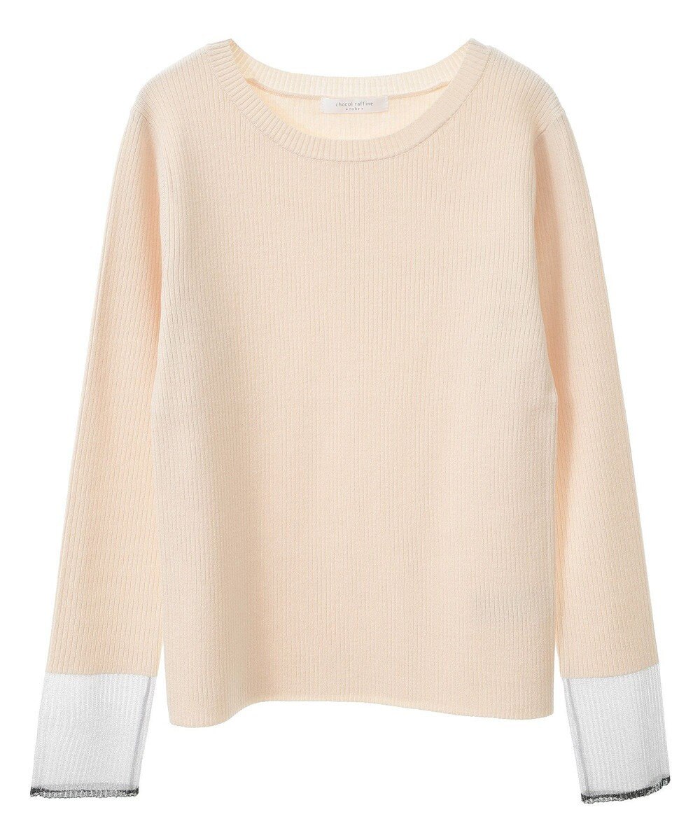 Green Parks アンチピリング袖シアーリブニットプルオーバー 