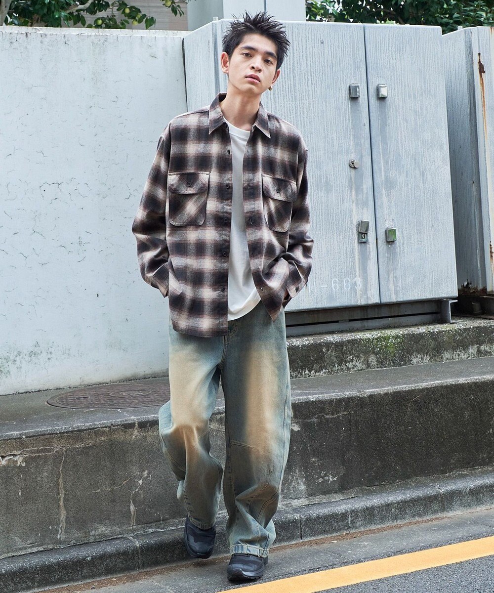 WEGO イージーバレルレッグデニムパンツ 